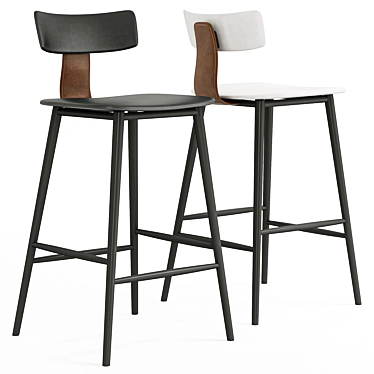 Half-Bar Stool ANT Black 3D model image 1 