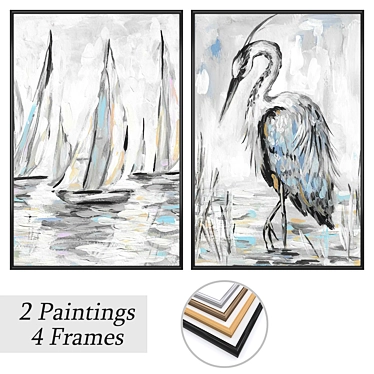 Art Set with Multiple Frames 3D model image 1 