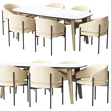 Modern Dining Set: Solana Chair & Abrey Table 3D model image 1 