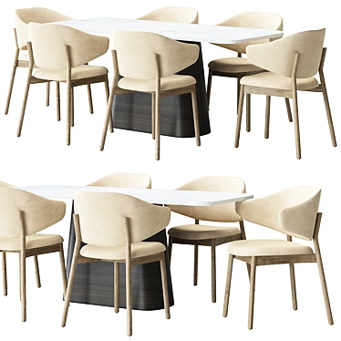 Elegant Holly Chair with Calacatta Table 3D model image 1 