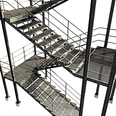 Metal External Evacuation Staircase 3D model image 1 