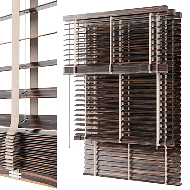 Wooden Blinds Set 21: 150cm & 100cm 3D model image 1 