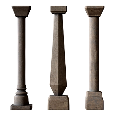  Wooden Decorative Columns, H-3000mm 3D model image 1 