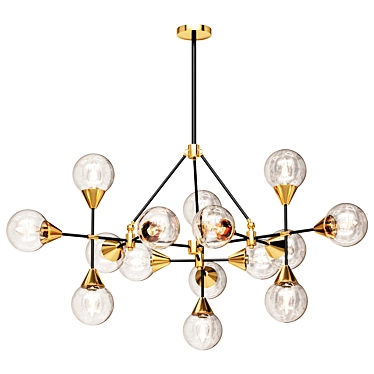 Translucent Pendant Chandelier, Brown Metal & Glass 3D model image 1 