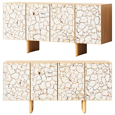 Modern Stone Oak Credenza 3D model image 1 