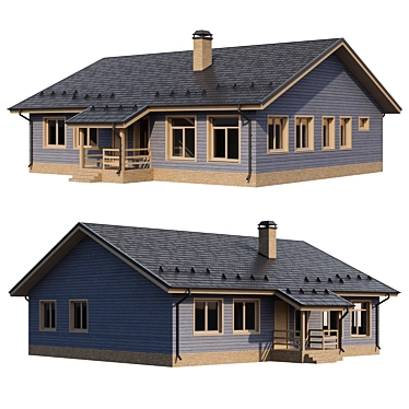 Rustic Wooden Cottage with Porch 3D model image 1 