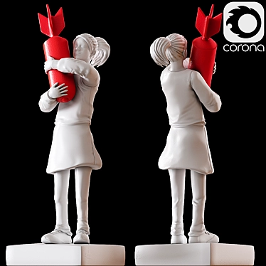 Banksy Girl with Bomb Figurine 3D model image 1 