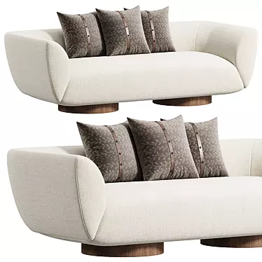 Modern Chic Wooden Pedestal Sofa 3D model image 1 