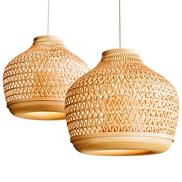 Bamboo Pendant Lamp Handmade Ø45 3D model image 1 