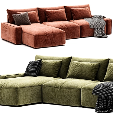 Modern Zion Leather Sectional Sofa 3D model image 1 