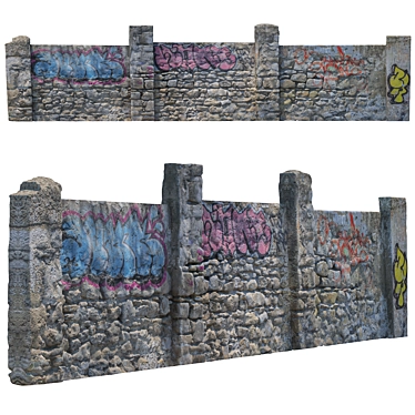 Stone fence with graffiti