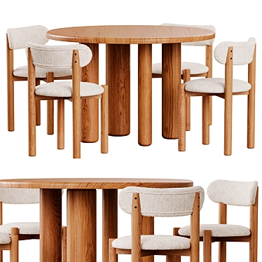 Scandi Dining Set Kave Home 3D model image 1 