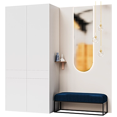 Entryway Composition Set with Mirror 3D model image 1 