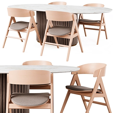  Modern Dining Set with Waterton Armchair 3D model image 1 