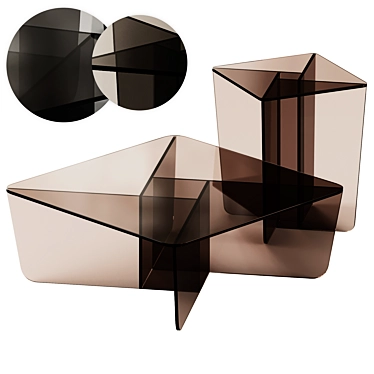 Sleek Glass Side Coffee Tables 3D model image 1 