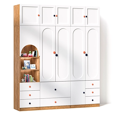 Kids Wood Armoire 3-in-1 3D model image 1 