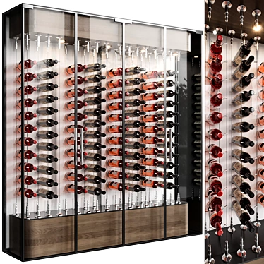 Rustic Wine Cellar With Hanging Bottles 3D model image 1 