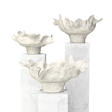 Ivory Meteor Ceramic Vase Pedestal 3D model image 1 