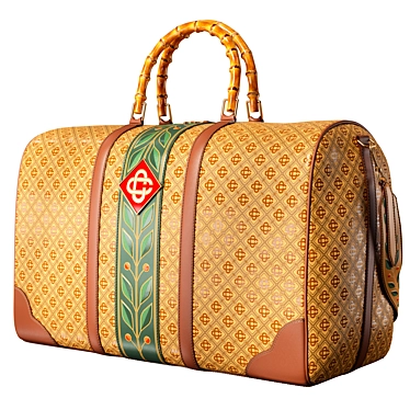 Brown Leather Monogram Weekender Bag 3D model image 1 