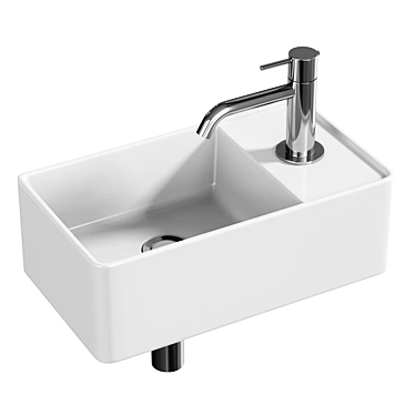 Teorema Glossy White Wall-Mount Sink 3D model image 1 