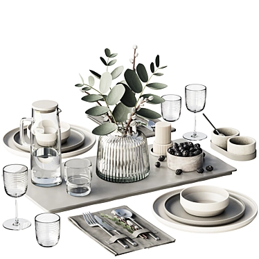 Elegant tableware set with X-Form 3D model image 1 