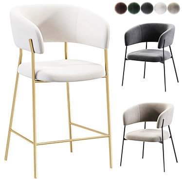 Velvet Taupe Business Bar Stools 3D model image 1 