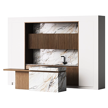 Modern Kitchen Collection: Wooden & Marble 3D model image 1 