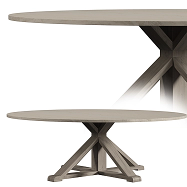 Elegant Round Dining Table with Trestle Base 3D model image 1 