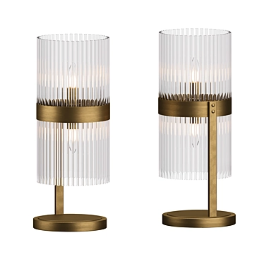 Antique Brass Glass Table Lamp 3D model image 1 