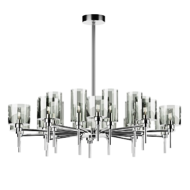 Elegant Metal Chandelier Glass Shades 3D model image 1 