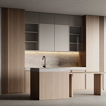  Modern Kitchen 3D Model 3D model image 1 