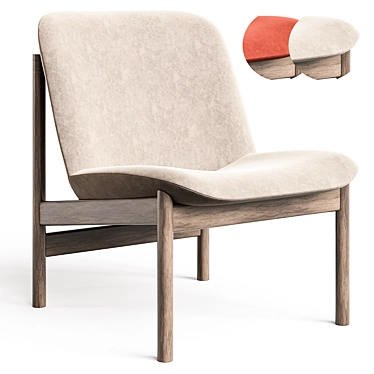 Modern Upholstered Timber Lounge Chair 3D model image 1 