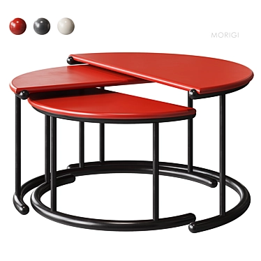 MORIGI Red Wood Nesting Tables 3D model image 1 