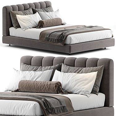 Modern Fabric and Metal Bed 3D model image 1 