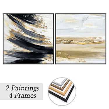 Dual Painting Set with Frames 3D model image 1 