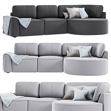 Elegant Shera Velvet Grey Sofa 3D model image 1 