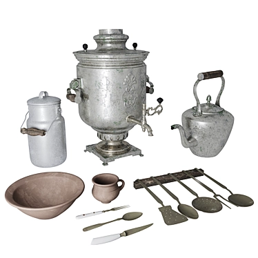 Set of rustic kitchen utensils