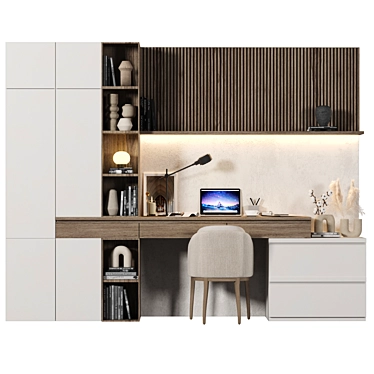 Sleek Wood Home Office Set 3D model image 1 