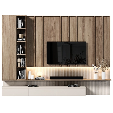  Modular Wood 4K TV Wall 3D model image 1 