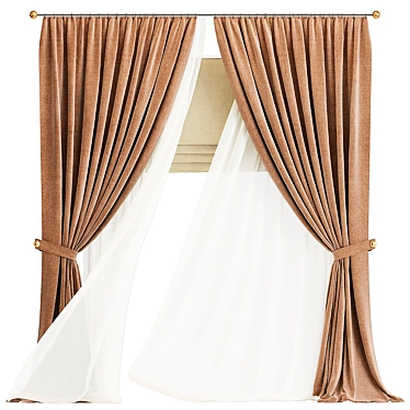 Elegant Grey Silver Window Curtain 3D model image 1 