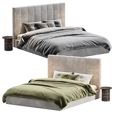 Modern Low Profile King Bed 3D model image 1 