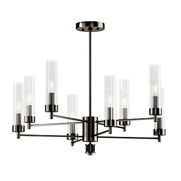 Modern 8-Light Black Chrome Chandelier 3D model image 1 