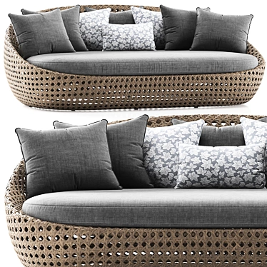 Modern Wicker Daybed Sofa 3D model image 1 