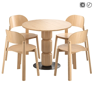 Contemporary Artu Dining Set: Beads+ Eddie 3D model image 1 