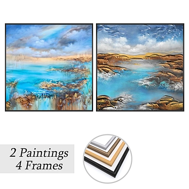 Art Print Set with Frames 3D model image 1 