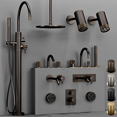 Ritmonio DIAMETRO35 Faucet Set-Fingerprint Design 3D model image 1 