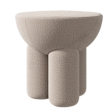 Plush Boucle Ottoman in Grey 3D model image 1 