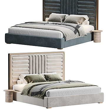 Elegant Antique Brass King Bed 3D model image 1 