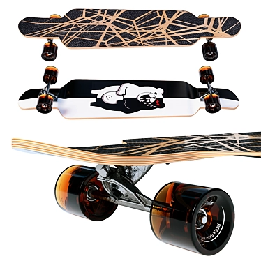 Smooth Turbo Longboard Kit with Textures 3D model image 1 