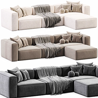 Stylish Modular Velvet Sofa Lennon 3D model image 1 